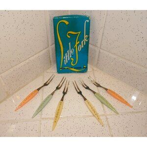 Vintage Little Fork 6 California Cocktail Appetizer Party Forks original box 50s